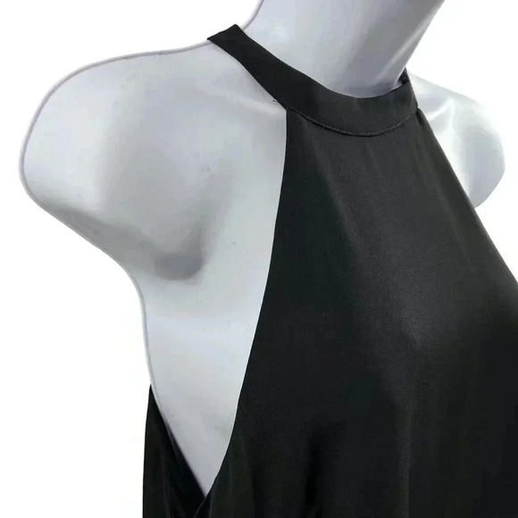 Lulus NWT M Black Slip Dress Lace Hem Halter Neck Romantic Goth Witchy Coquette - Picture 8 of 16